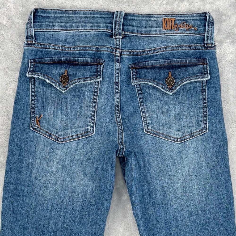 Kut from the Kloth Jeans Womens 4 Blue Nikki Mid Rise Ankle Flare Raw Hem